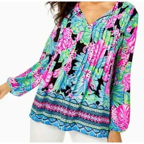 Lilly Pulitzer Tops - S Lilly Pulitzer Marlina Blue Jungle Print Tunic NWOT
